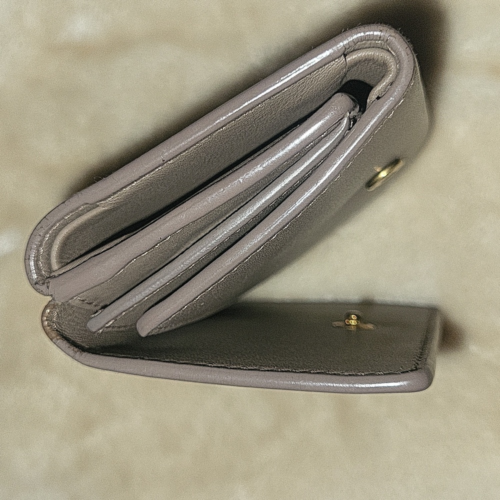 Yves Saint Laurent Taupe Leather Wallet with Gold Logo - Picture 7 of 7